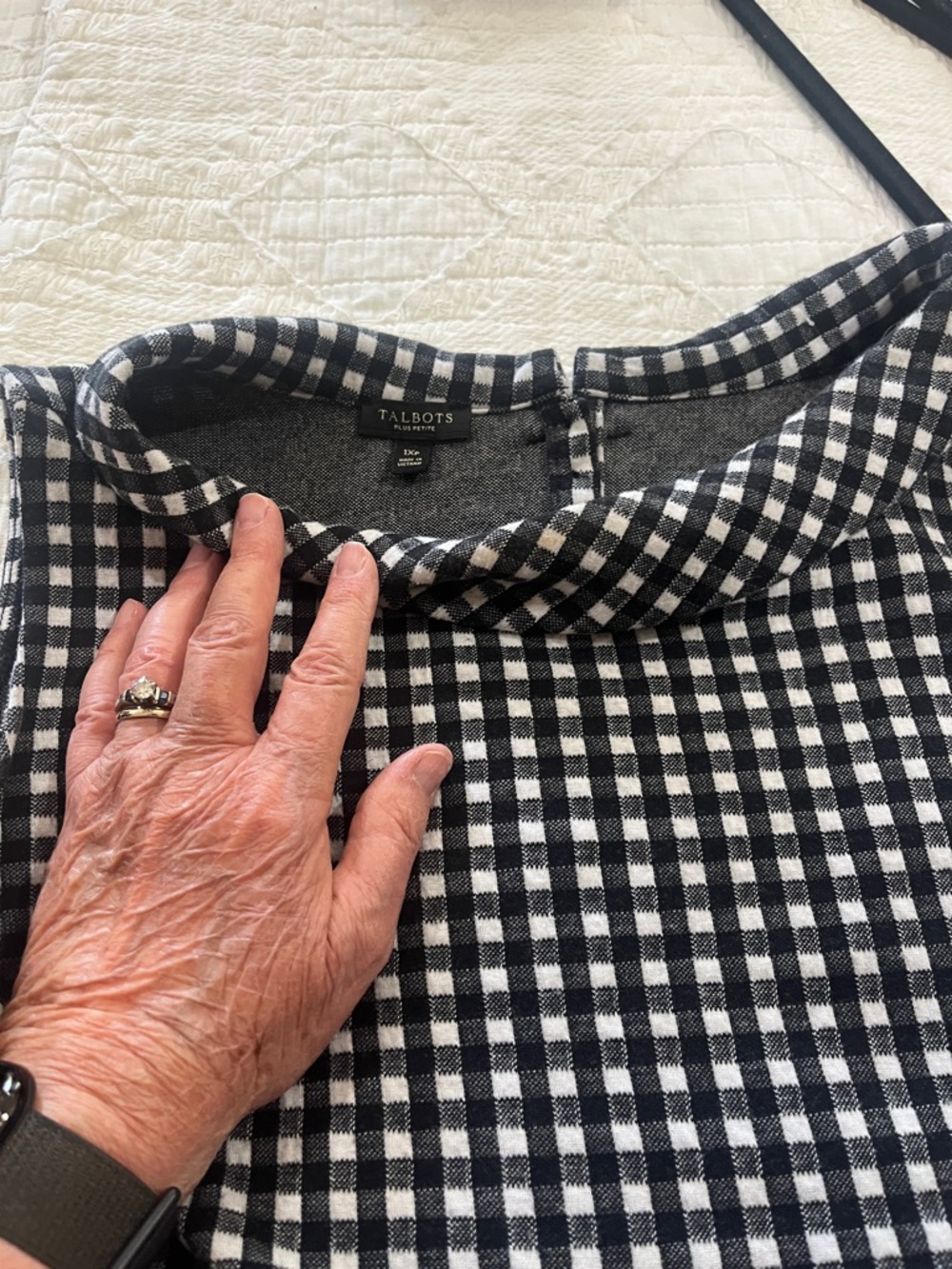 Talbots Black and White Gingham Blouse